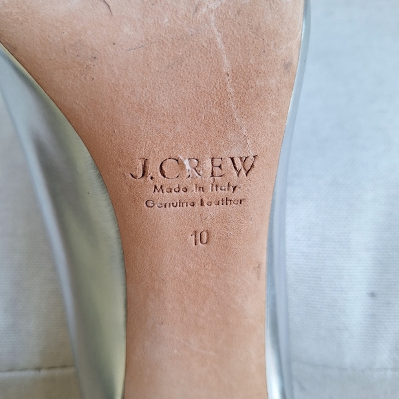 J. Crew Silver Pumps High Heels Cap Toe - Picture 7 of 8